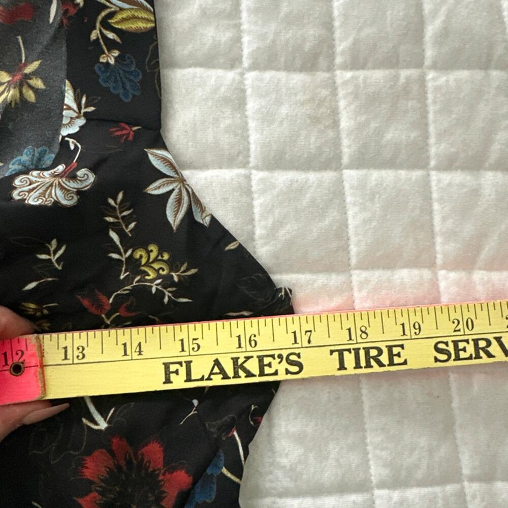 ALC Dress 2 Black Floral Silk Reid Fit Flare Dark Romantic Coquette - Picture 6 of 8